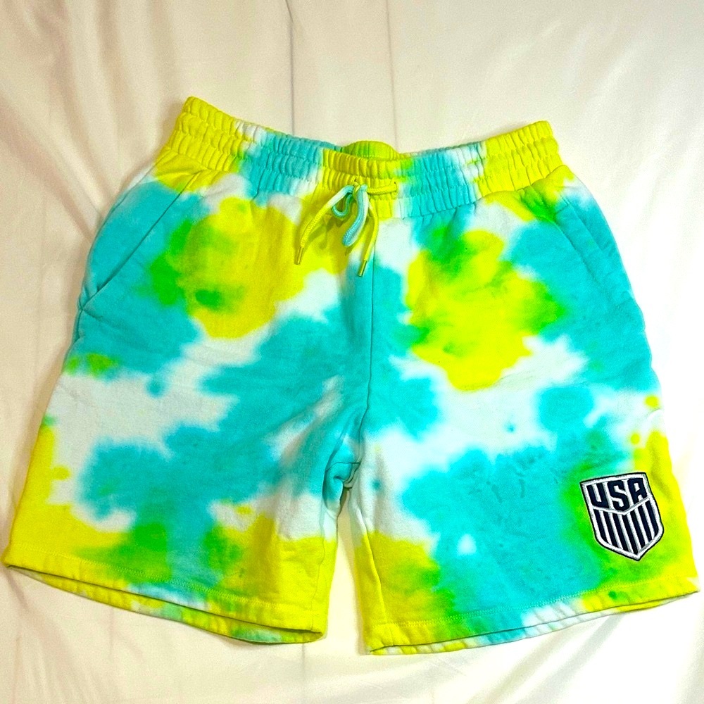 New Era Green and Yellow Tie-Dye Shorts